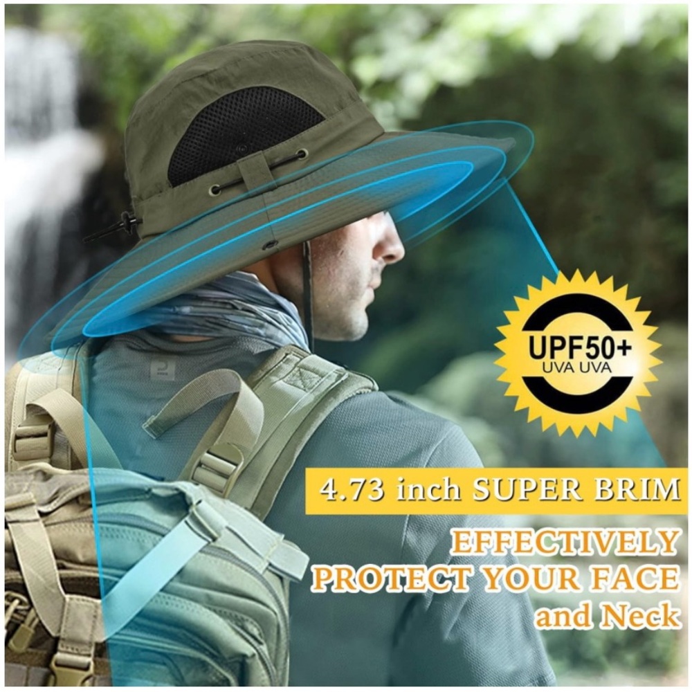 New Wide Brim UPF 50+ Waterproof Bucket Boonie Sun Hat